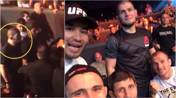 Throwback to the 2015 incident, When Nate Diaz slapped Khabib Nurmagomedov for making fun of him and trying to bully him.